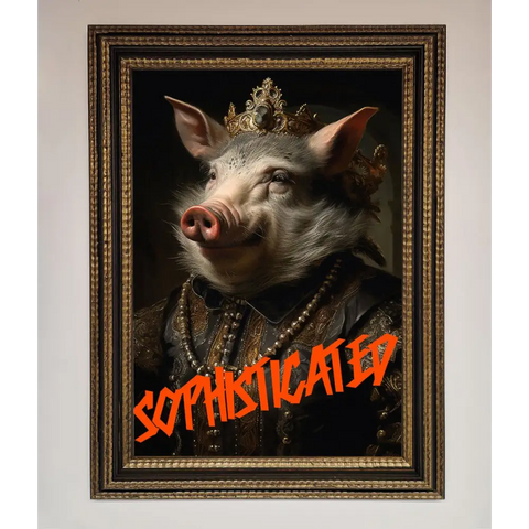 Sophisticated Pig Framed Wall Art - A3 (29.7 x 42 cm) / Ornate Gold Black - Framed Print