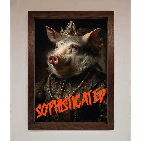 Sophisticated Pig Framed Wall Art - A3 (29.7 x 42 cm) / Walnut - Framed Print