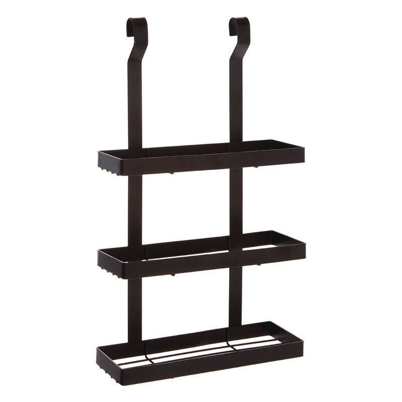 Black metal sorello matt black three tiered shower caddy with hook attachments for bathroom storage