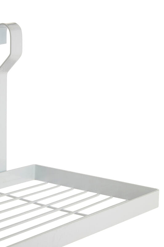 White iron single shelf storage rack by sorello with a handle and white metal wire design for easy organizing
