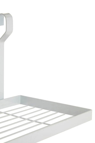 White iron single shelf storage rack by sorello with a handle and white metal wire design for easy organizing