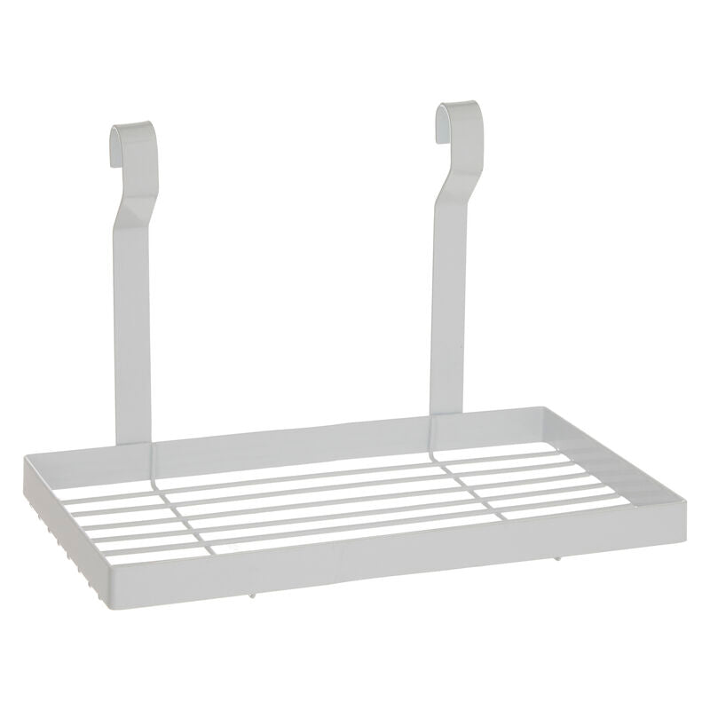 White iron single shelf storage rack sorello white iron hanging shelf with two hooks and slatted surface