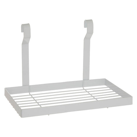 White iron single shelf storage rack sorello white iron hanging shelf with two hooks and slatted surface