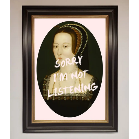Sorry Im Not Listening Framed Wall Art - A3 (29.7 x 42 cm) / Black Gold - Framed Print