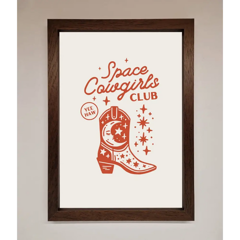 Space Cowgirls Club Framed Wall Art - A3 (29.7 x 42 cm) / Walnut - Framed Print