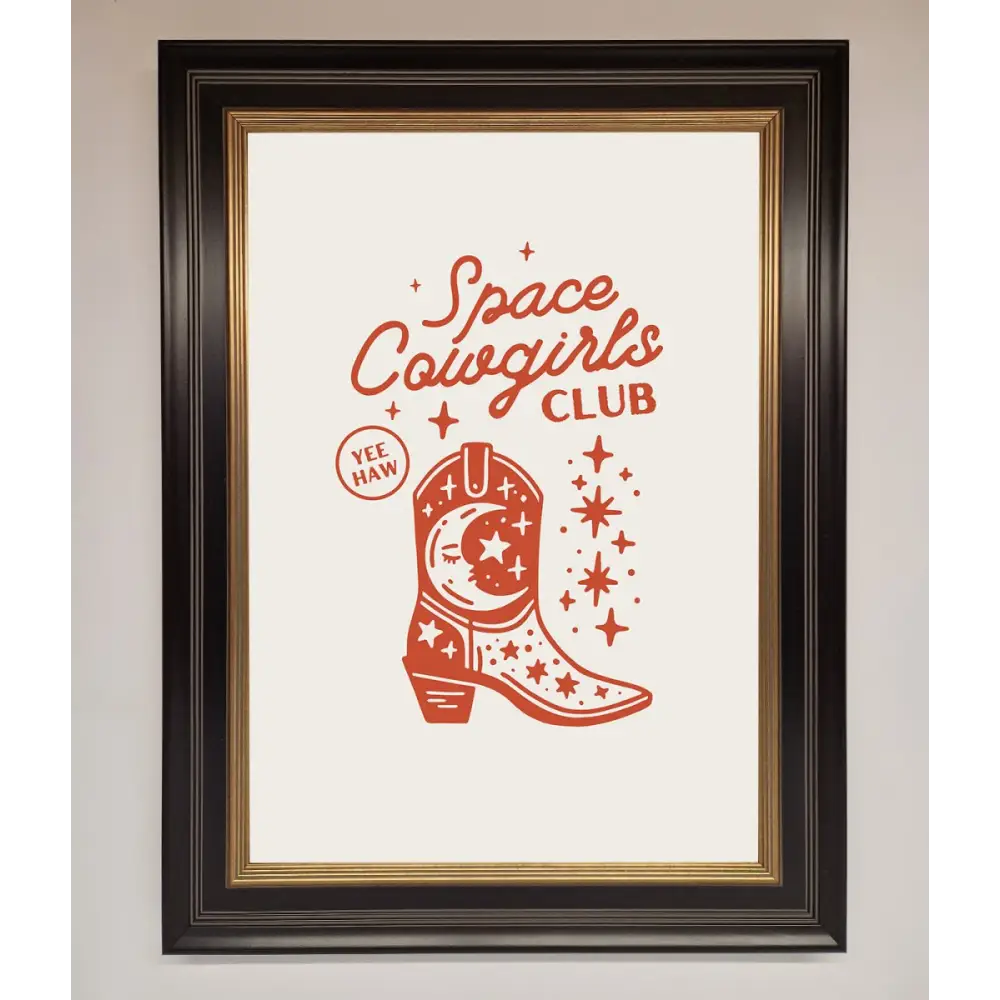 Space Cowgirls Club Framed Wall Art - B0 (100 x 141 cm) / Black Gold - Framed Print