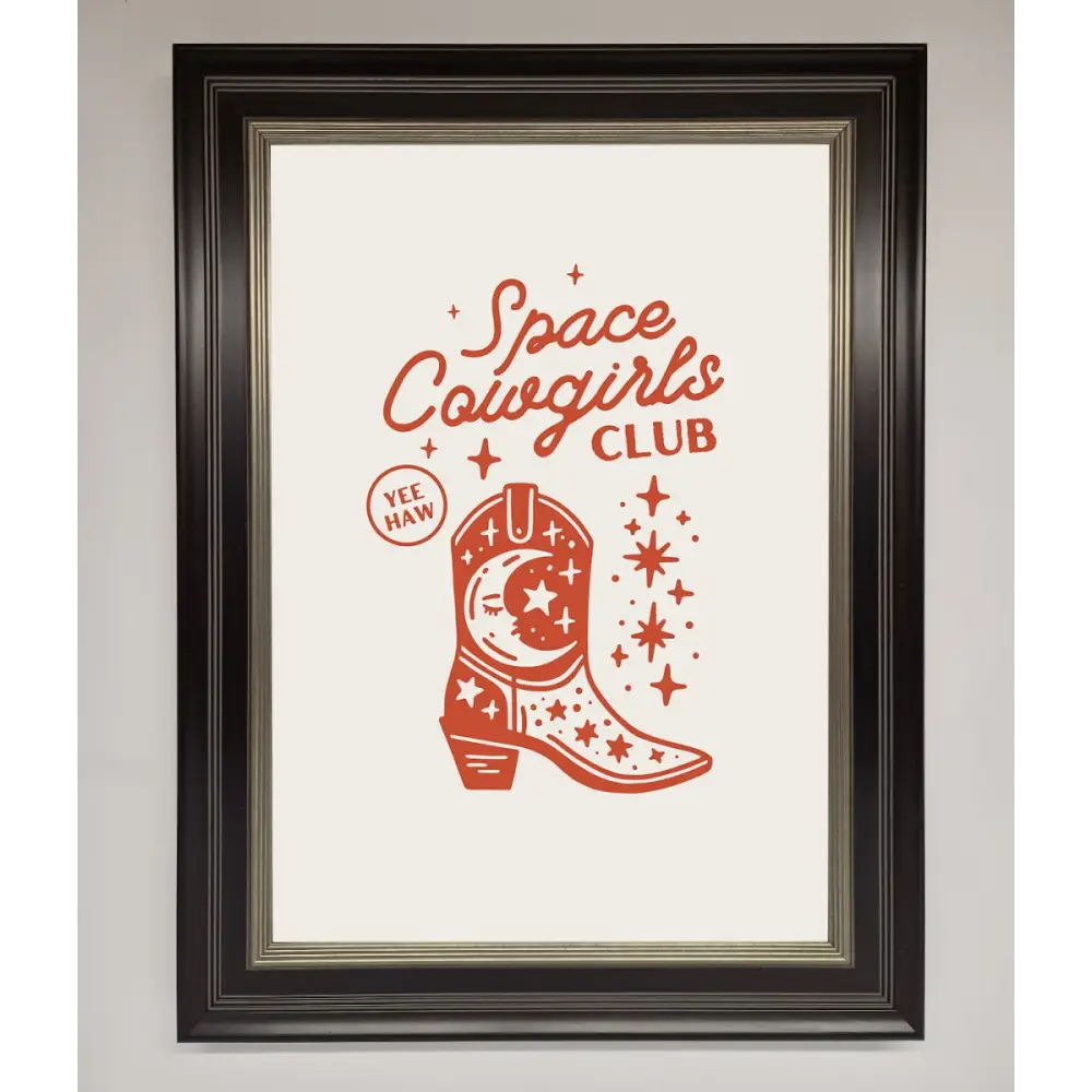 Space Cowgirls Club Framed Wall Art - B0 (100 x 141 cm) / Black Silver - Framed Print