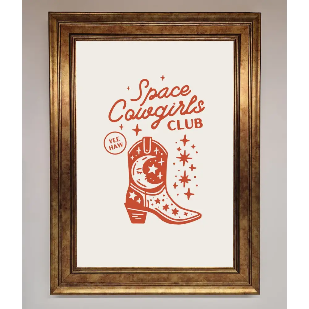 Space Cowgirls Club Framed Wall Art - B0 (100 x 141 cm) / Bronze - Framed Print