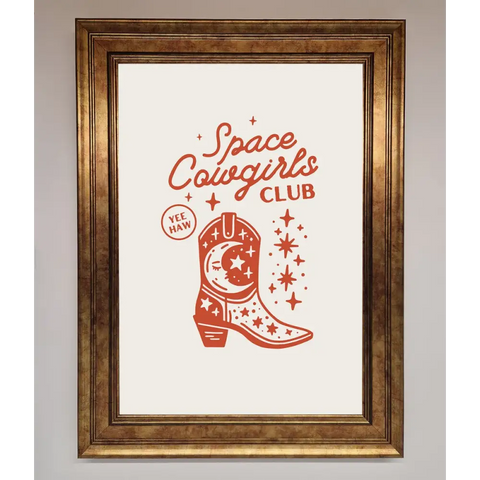 Space Cowgirls Club Framed Wall Art - B0 (100 x 141 cm) / Bronze - Framed Print