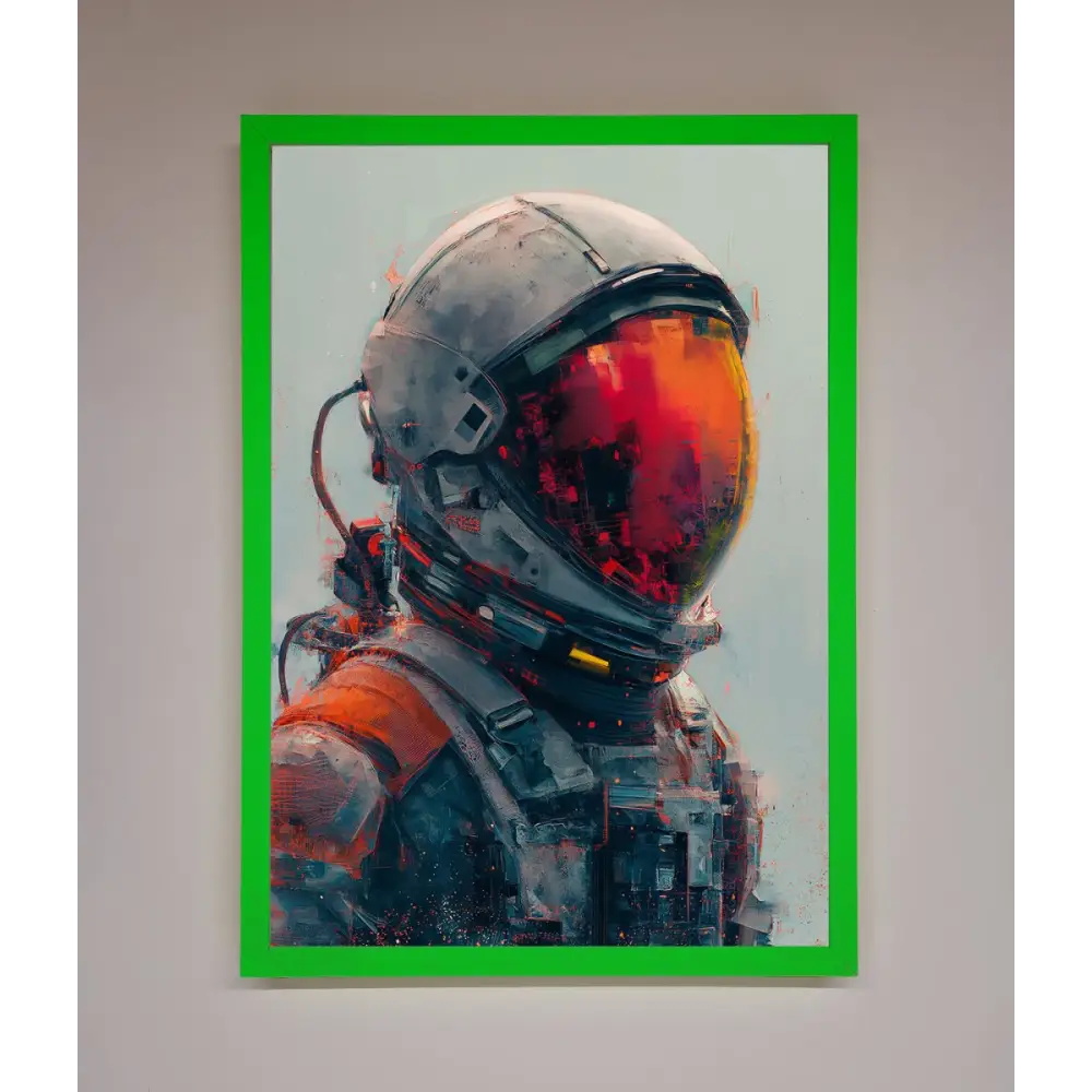 Space Man Framed Wall Art - B0 (100 x 141 cm) / Neon Dark Green - Framed Print