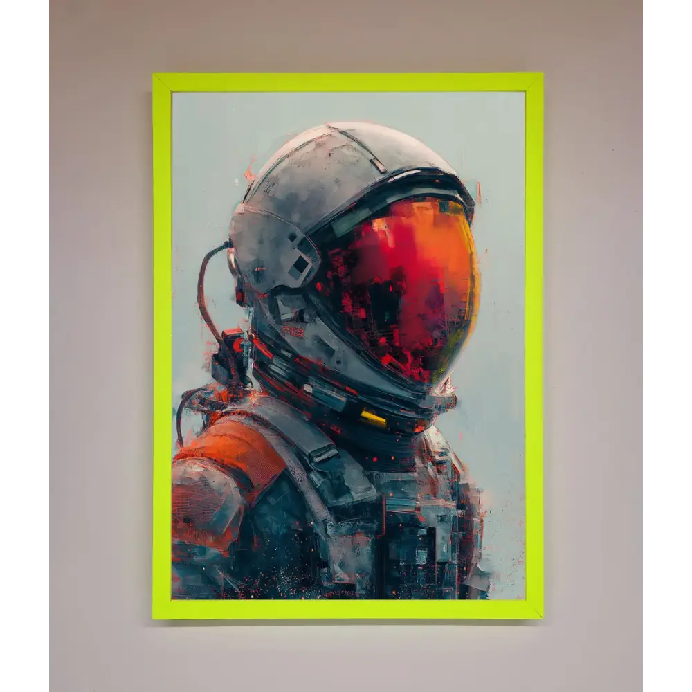 Space Man Framed Wall Art - B0 (100 x 141 cm) / Neon Green - Framed Print