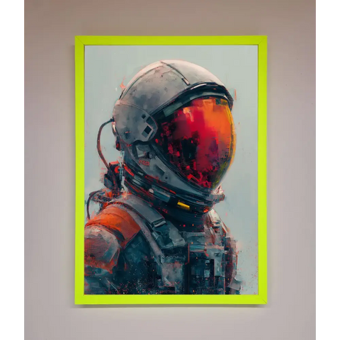 Space Man Framed Wall Art - B0 (100 x 141 cm) / Neon Green - Framed Print