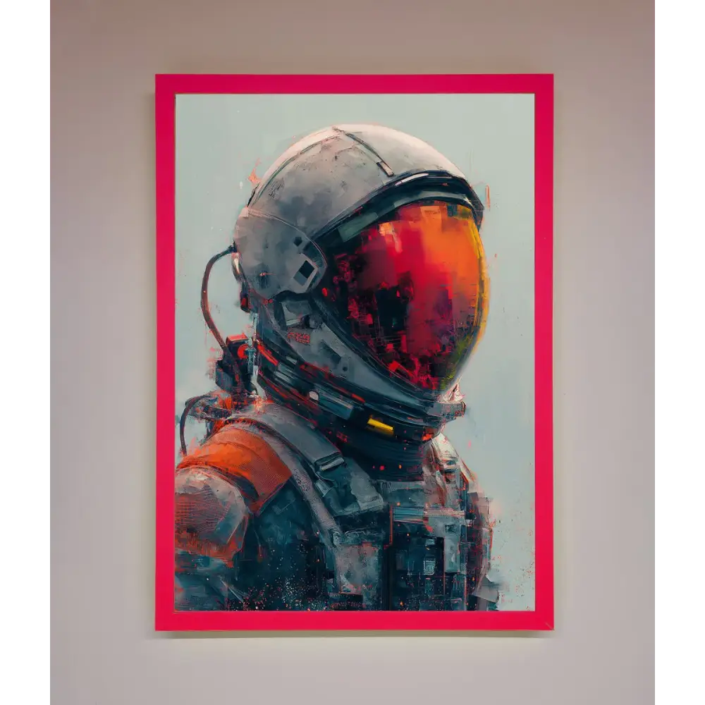 Space Man Framed Wall Art - B0 (100 x 141 cm) / Neon Pink - Framed Print