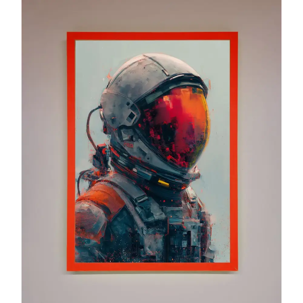Space Man Framed Wall Art - B0 (100 x 141 cm) / Neon Red - Framed Print
