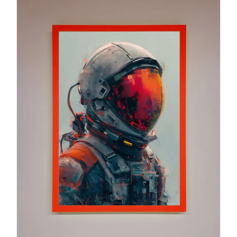 Space Man Framed Wall Art - B0 (100 x 141 cm) / Neon Red - Framed Print