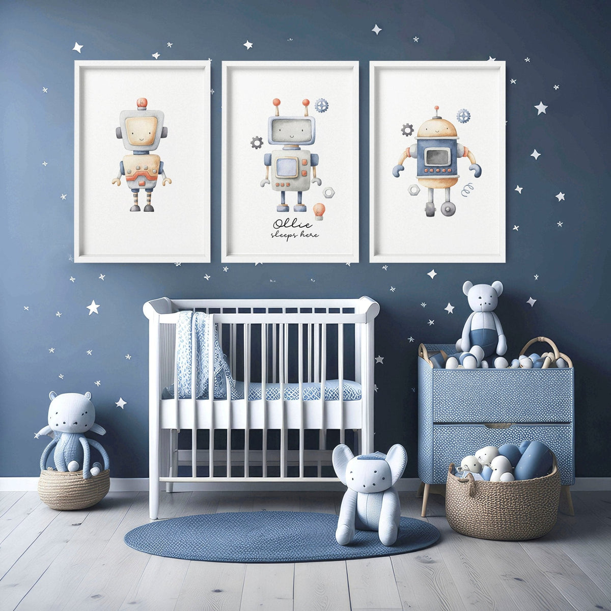 Wall art nursery | set of 3 vintage Robots art prints