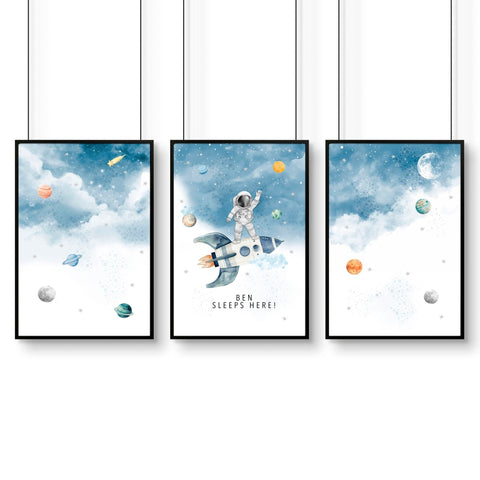Space Nursery | Set of 3 wall art prints