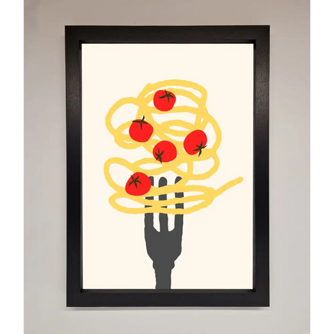 Spaghetti Folk Framed Print - A3 (29.7 x 42 cm) / Black - Framed Print