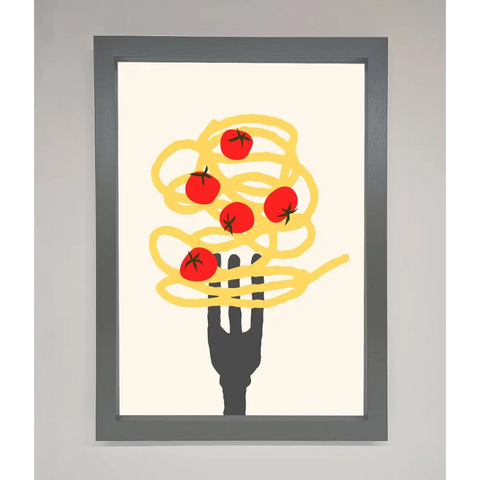Spaghetti Folk Framed Print - A3 (29.7 x 42 cm) / Dark Grey - Framed Print