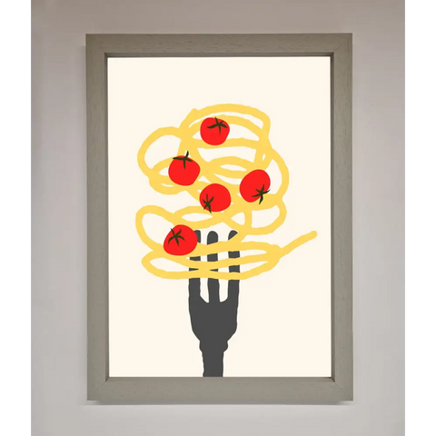 Spaghetti Folk Framed Print - A3 (29.7 x 42 cm) / Grey - Framed Print