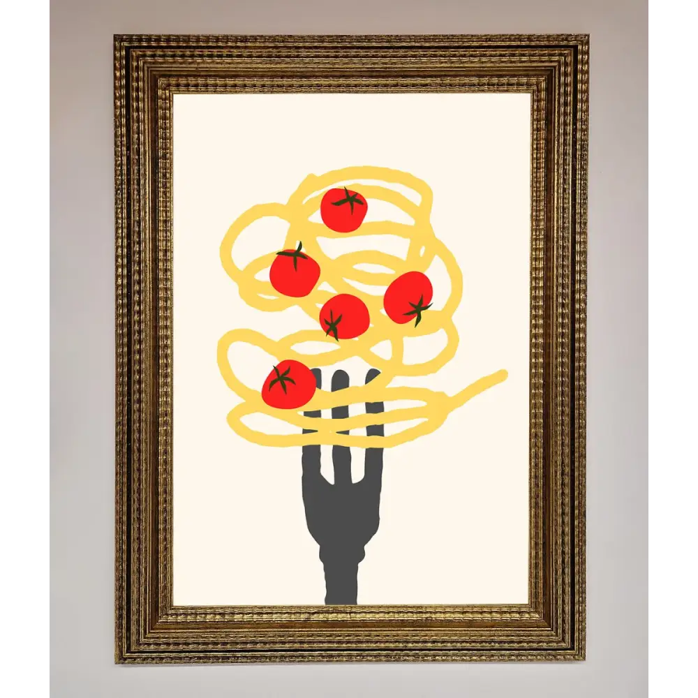 Spaghetti Folk Framed Print - A3 (29.7 x 42 cm) / Ornate Gold - Framed Print