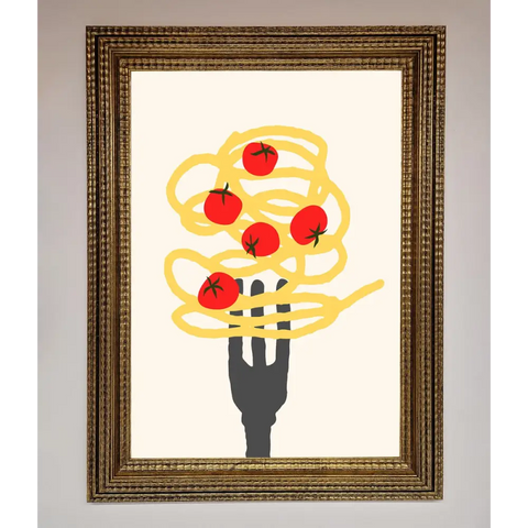 Spaghetti Folk Framed Print - A3 (29.7 x 42 cm) / Ornate Gold - Framed Print