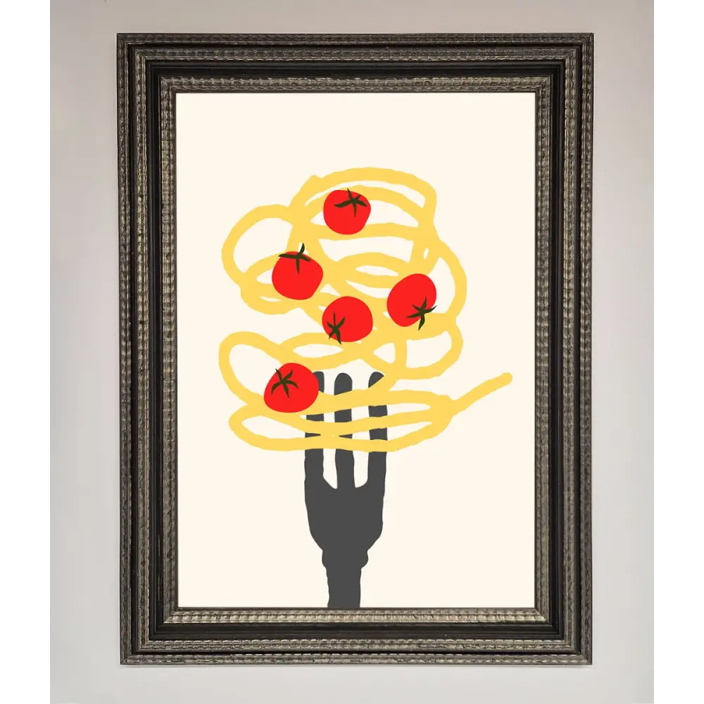 Spaghetti Folk Framed Print - A3 (29.7 x 42 cm) / Ornate Silver Black - Framed Print