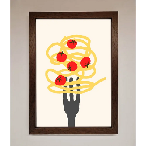 Spaghetti Folk Framed Print - A3 (29.7 x 42 cm) / Walnut - Framed Print