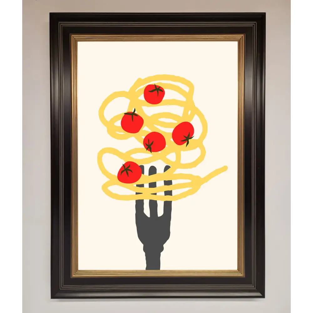 Spaghetti Folk Framed Print - B0 (100 x 141 cm) / Black Gold - Framed Print