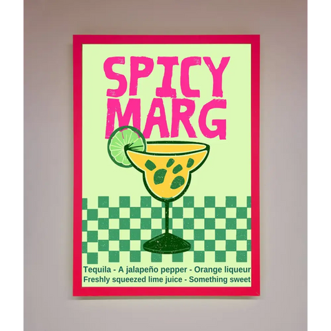 Spicy Marg Framed Poster - B0 (100 x 141 cm) / Neon Pink - Framed Print