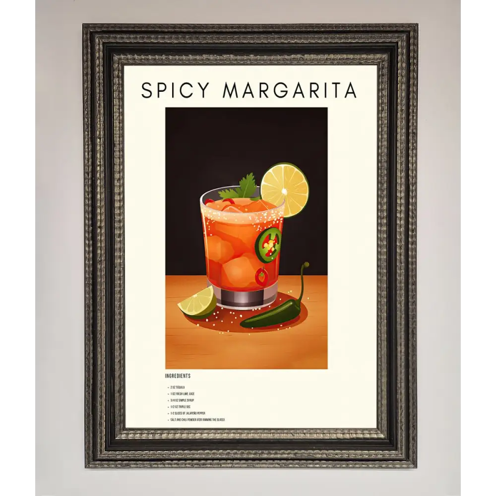 Spicy Margarita A1 Framed Poster - A3 (29.7 x 42 cm) / Ornate Silver Black - Framed Print