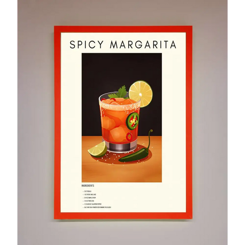 Spicy Margarita A1 Framed Poster - B0 (100 x 141 cm) / Neon Red - Framed Print