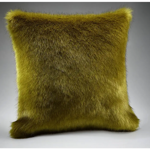 Spinach Green Faux Fur Cushion - Cushion