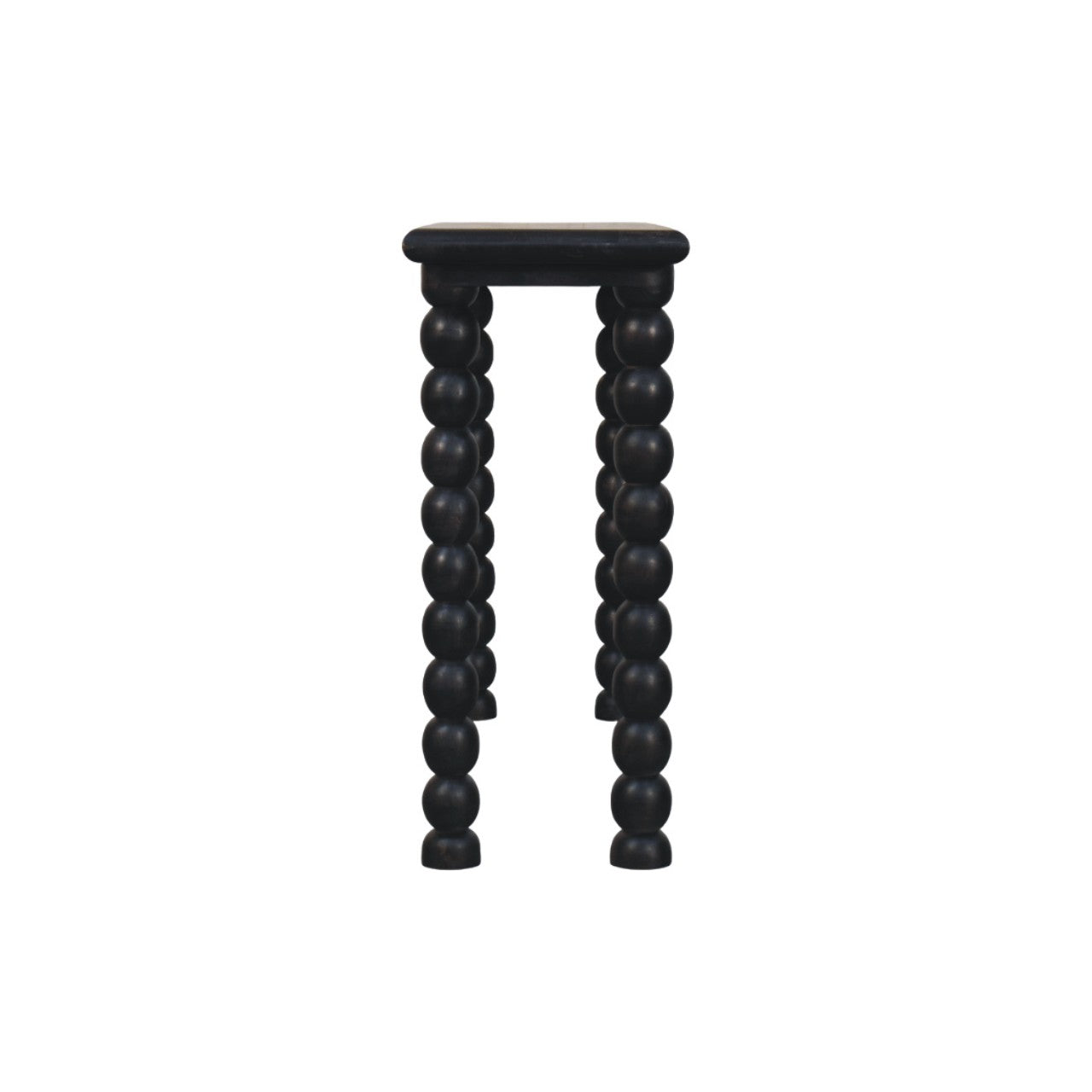 Black bead-studded stool with minimalist design perfect for adding style to your living space