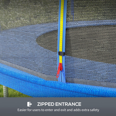 Blue and yellow sportnow 10ft trampoline safety enclosure net with zipped entrance weather-resistant poles not included