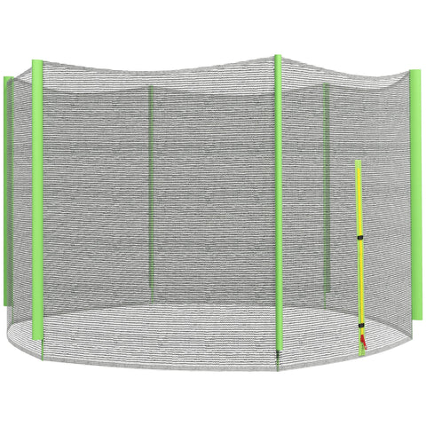 Bright green framed 10ft trampoline safety enclosure with gray mesh interior and zipped entrance poles not included