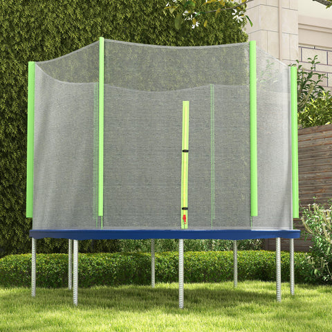 Bright green and blue sportnow 10ft trampoline safety enclosure net replacement with zipped entrance poles not included