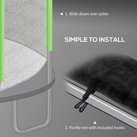 Green and black sportnow 10ft trampoline safety enclosure net with mesh design and zipped entrance poles not included
