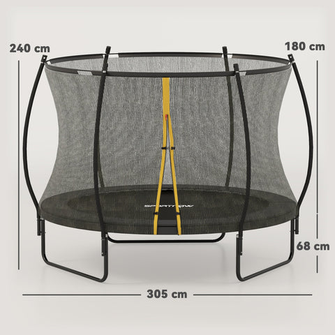 SPORTNOW 10ft Trampoline with Enclosure Net and Spring Cover, Outdoor Trampoline Garden Jumping Mat, Black