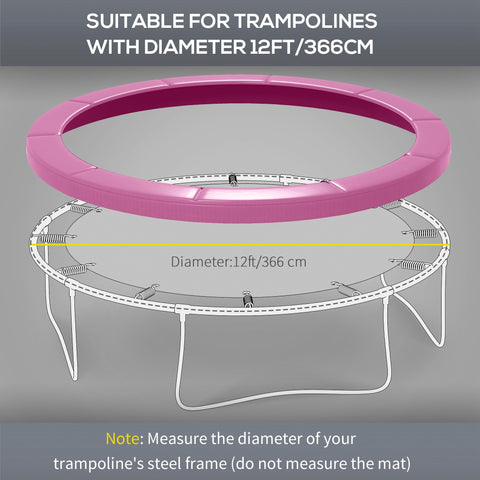 Pink padded sportnow 12ft trampoline spring cover with elastic cord waterproof uv and tear resistant pad replacement