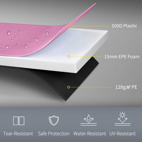 Sportnow 12ft trampoline spring cover with pink 500d plastic top layer and foam padding for all-weather use