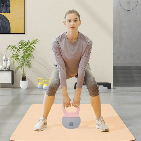 Pink and gray sportnow 12kg soft kettlebell with non-slip handle for home gym and strength training