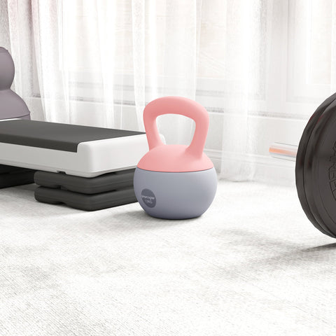 Sportnow 12kg soft kettlebell in pink and gray with non-slip handle filled with metal sand for home gym use