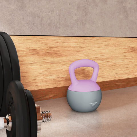 Sportnow 12kg pastel purple and gray kettlebell with non-slip handle metal sand fill for home strength training