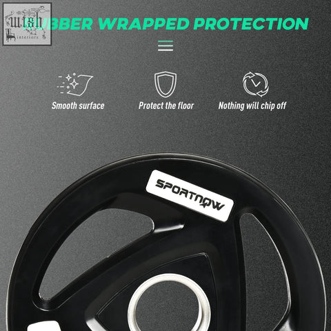 Black rubber 5kg weight plates with sportnow label for home gym lifting and strength training