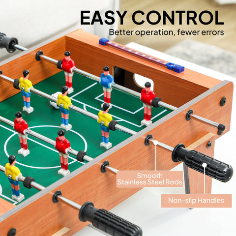 Wooden sportnow 20 football table with nature wood finish green field stainless steel rods and black handles
