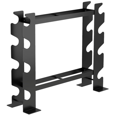 Sportnow black metal dumbbell rack with 4 tiers and easy access slots for organizing weights up to 200 kg