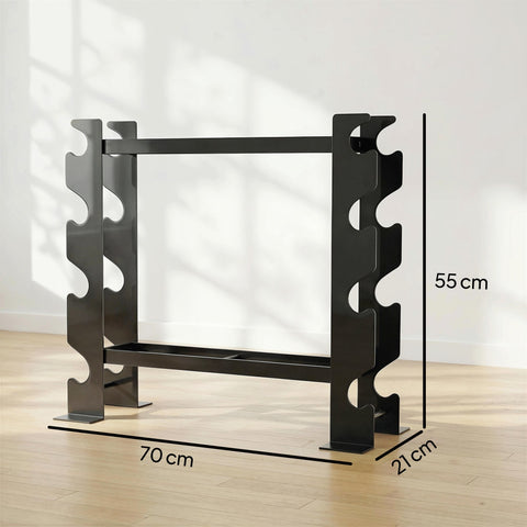 Black metal sportnow 4-tier dumbbell rack with multiple slots for easy access and heavy-duty 200 kg capacity