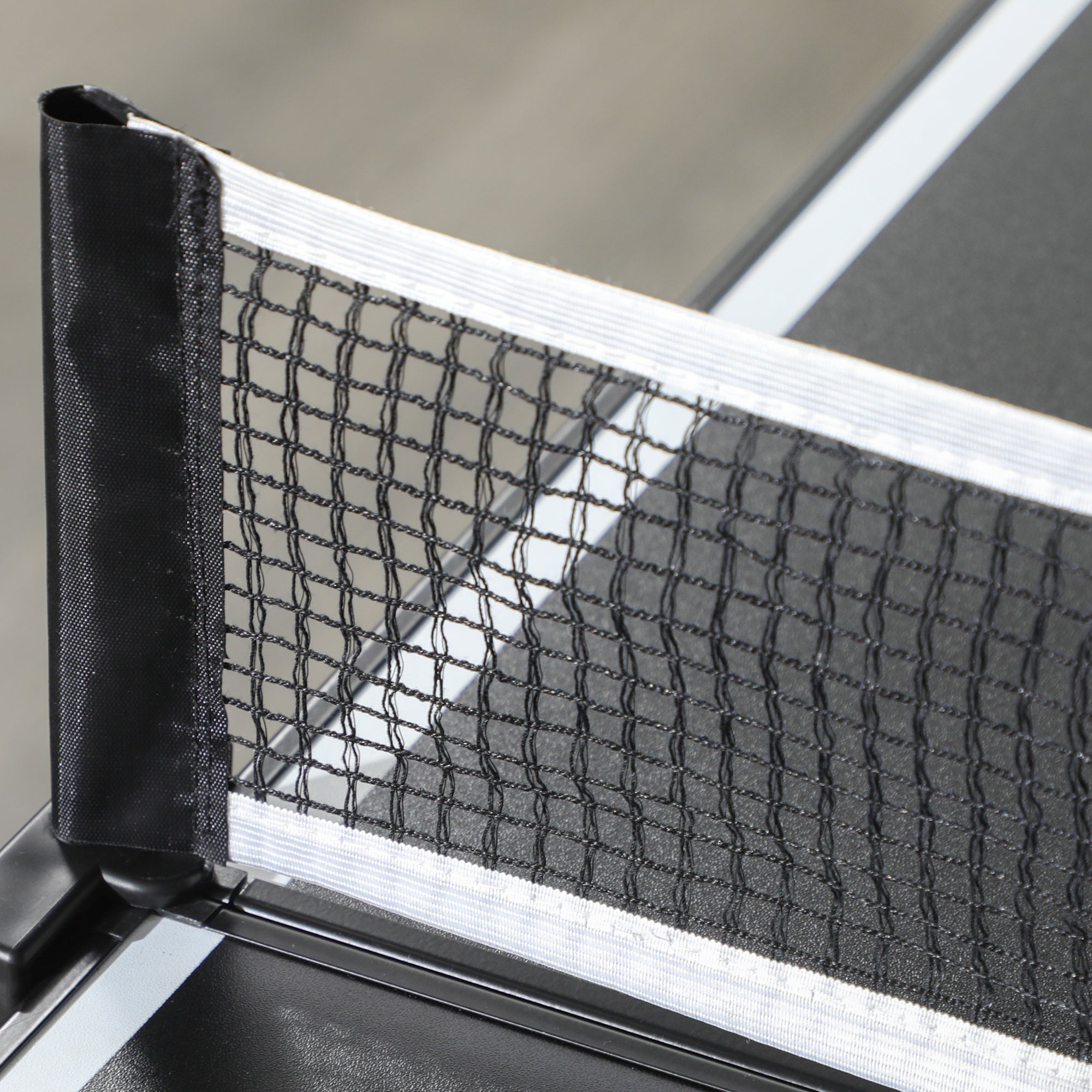 Black and white woven mesh net on sportnow 5ft mini table tennis table with aluminium frame for indoor outdoor use