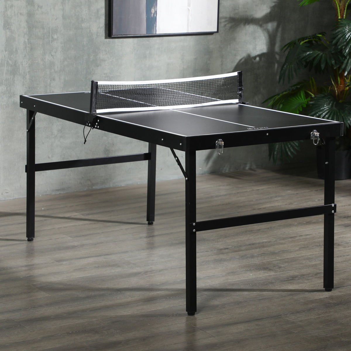 Black sportnow 5ft mini table tennis with folding aluminium frame net perfect for indoor outdoor ping pong fun
